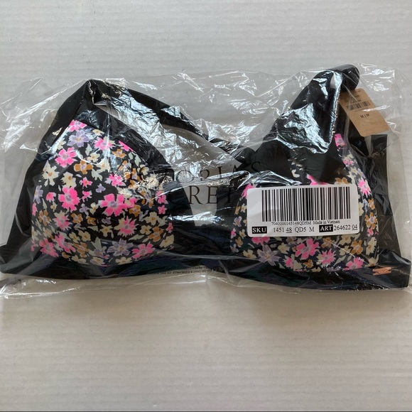 Victoria's Secret PINK Black Ditsy Floral Push-up Triangle Bikini Top - Picture 7 of 9